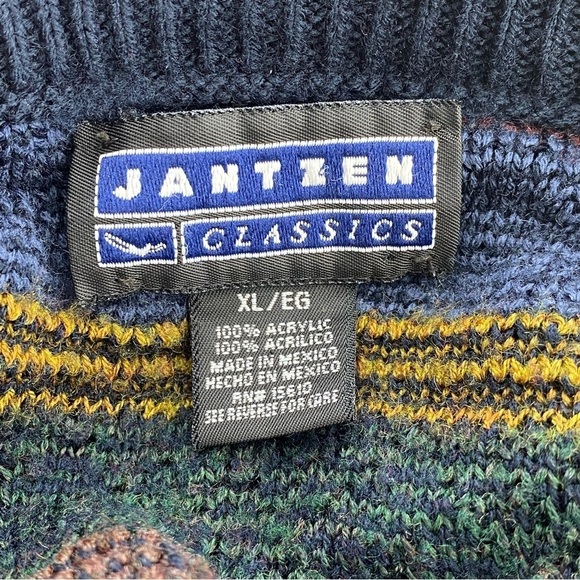 Vintage Jantzen Sz XL Stripe Grandpa Knit Sweater - Picture 3 of 5